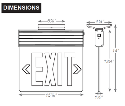 LED NYC Approved Aluminum Edge Lit Exit Sign, Single Face