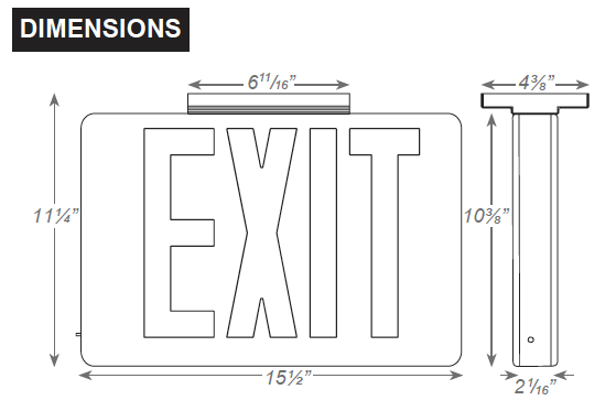 LED NYC Approved Die-Cast Aluminum Exit Sign, Single Face