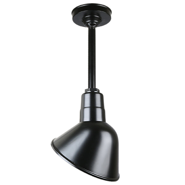 Quick Ship 12" Angled Shade Hi-Lite Stem Hung Pendant Collection, H-QSN18112 Series (Black, White, Galvanized, Oil Rubbed Bronze Finishes)