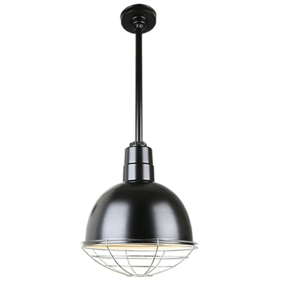 Quick Ship Hi-Lite 12" Deep Bowl Collection Stem Hung Pendant, H-QSN16112 Series (Black, White, Galvanized Finishes)