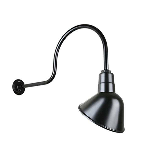 Quick Ship 10" Angled Shade Hi-Lite Gooseneck, Classic Collection, H-QSN18110 Series (Black, White, Galvanized Finishes)