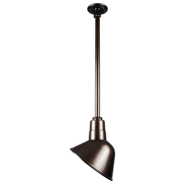 Quick Ship 10" Angled Shade Hi-Lite Stem Hung Pendant Collection, H-QSN18110 Series Oil Rubbed Bronze Finish