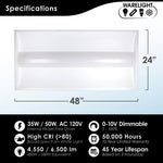 2 Pk 2 x 4 Foot Center Basket Troffer, CCT Selectable 3000K-5000K, 20-35 Watt