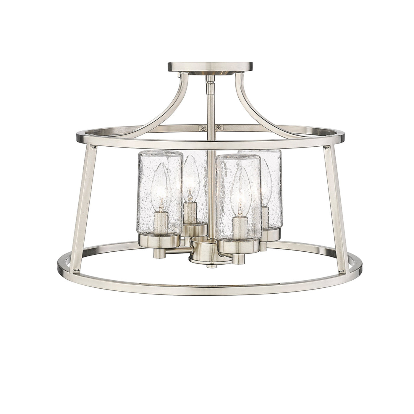 Millennium Lighting Four Light Semi Flush Mount Ceiling Light, Errol Collection, (Available in Brushed Nickel or Matte Black Finish)