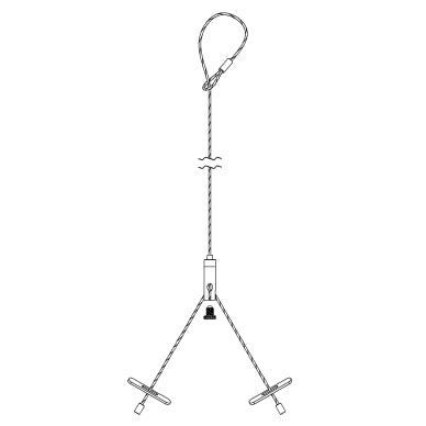 Adjustable non-power feed ceiling assembly with Cross Cable Gripper 1/16 inch Looped Galvanized cable 5, 10, 15, and 20 Feet