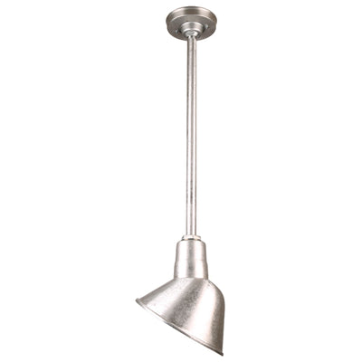 Quick Ship 10" Angled Shade Hi-Lite Stem Hung Pendant Collection, H-QSN18110 Series (Black, White, Galvanized Finishes)