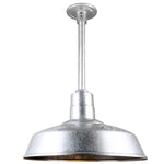 Quick Ship Hi-Lite 18" Warehouse Collection Stem Mount Pendant, H-QSN15118 Series (Black, White, Galvanized Finishes)