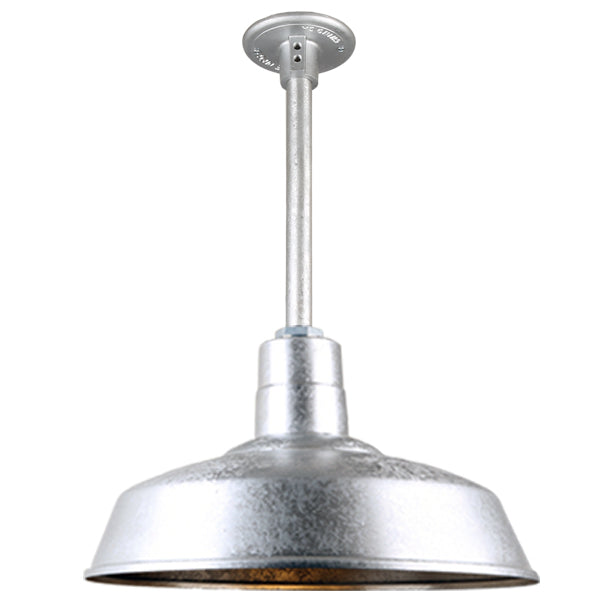 Quick Ship Hi-Lite 18" Warehouse Collection Stem Mount Pendant, H-QSN15118 Series (Black, White, Galvanized Finishes)