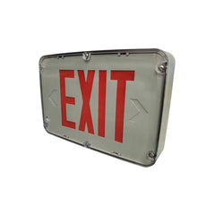 Hazardous Location Exit Sign, Single/Double Face, Red or Green Letters, Gray Housing