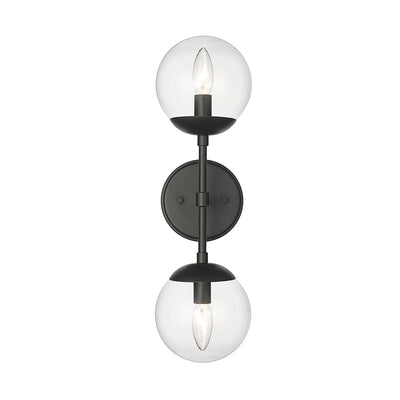 Millennium Lighting 2 Light Sconce, Matte Black or Modern Gold Finish, Avell Collection