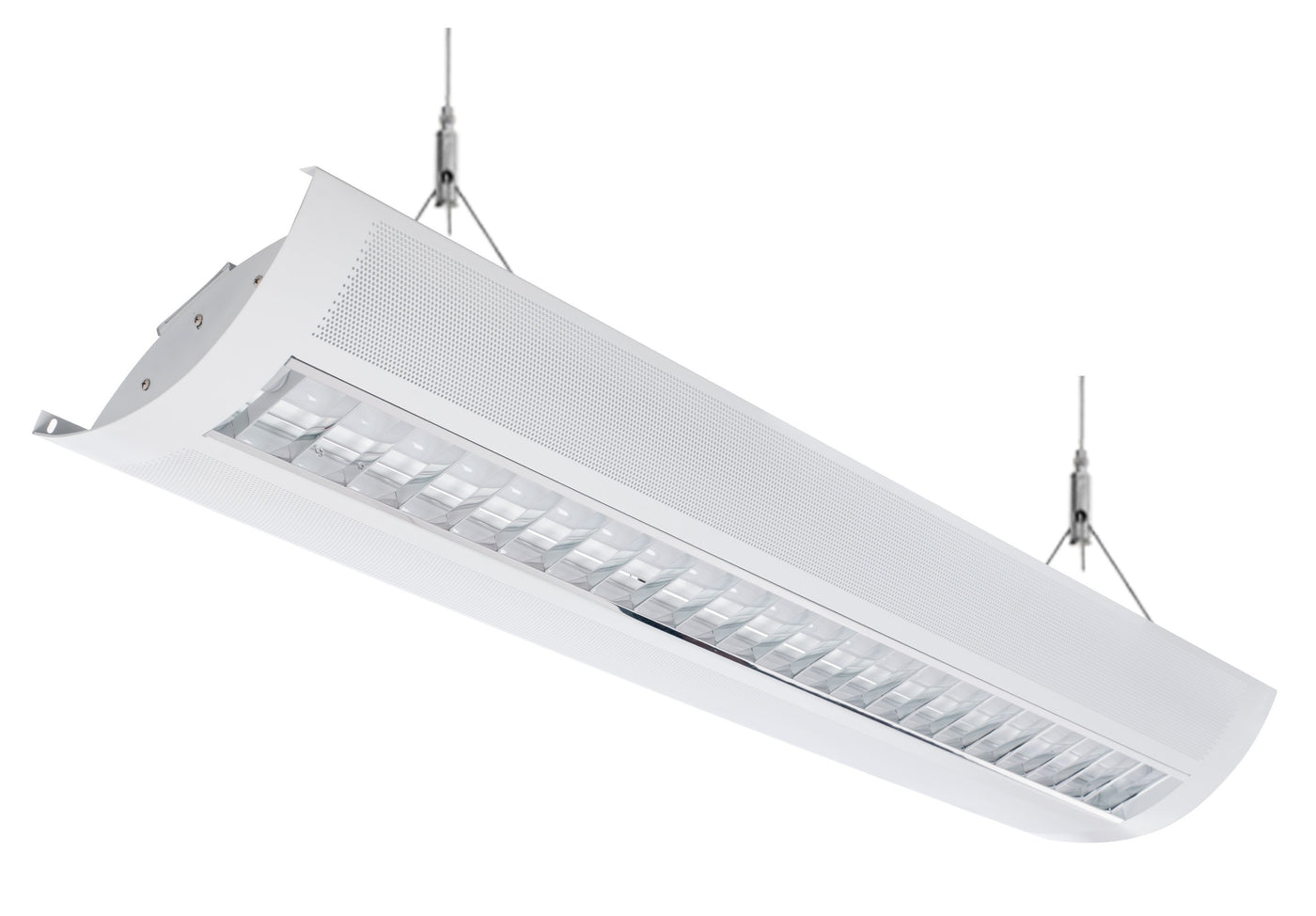 4 Foot LED Direct/Indirect Grille Fixture With Metal Shade Suspended
