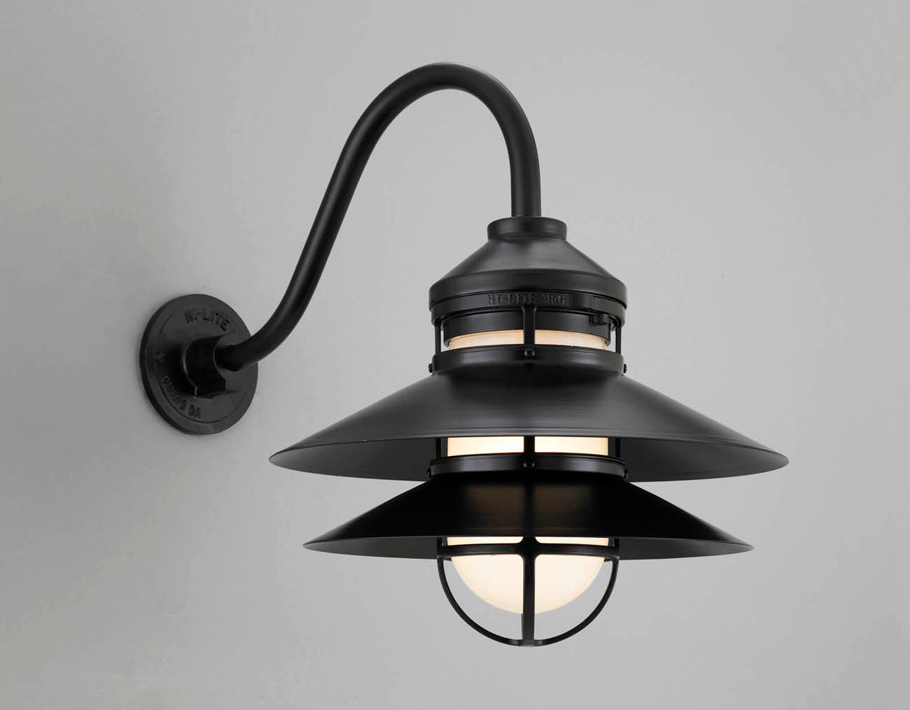 Hi-Lite 16" Elara Shade (Black Finish, shown with frosted glass and goose neck)