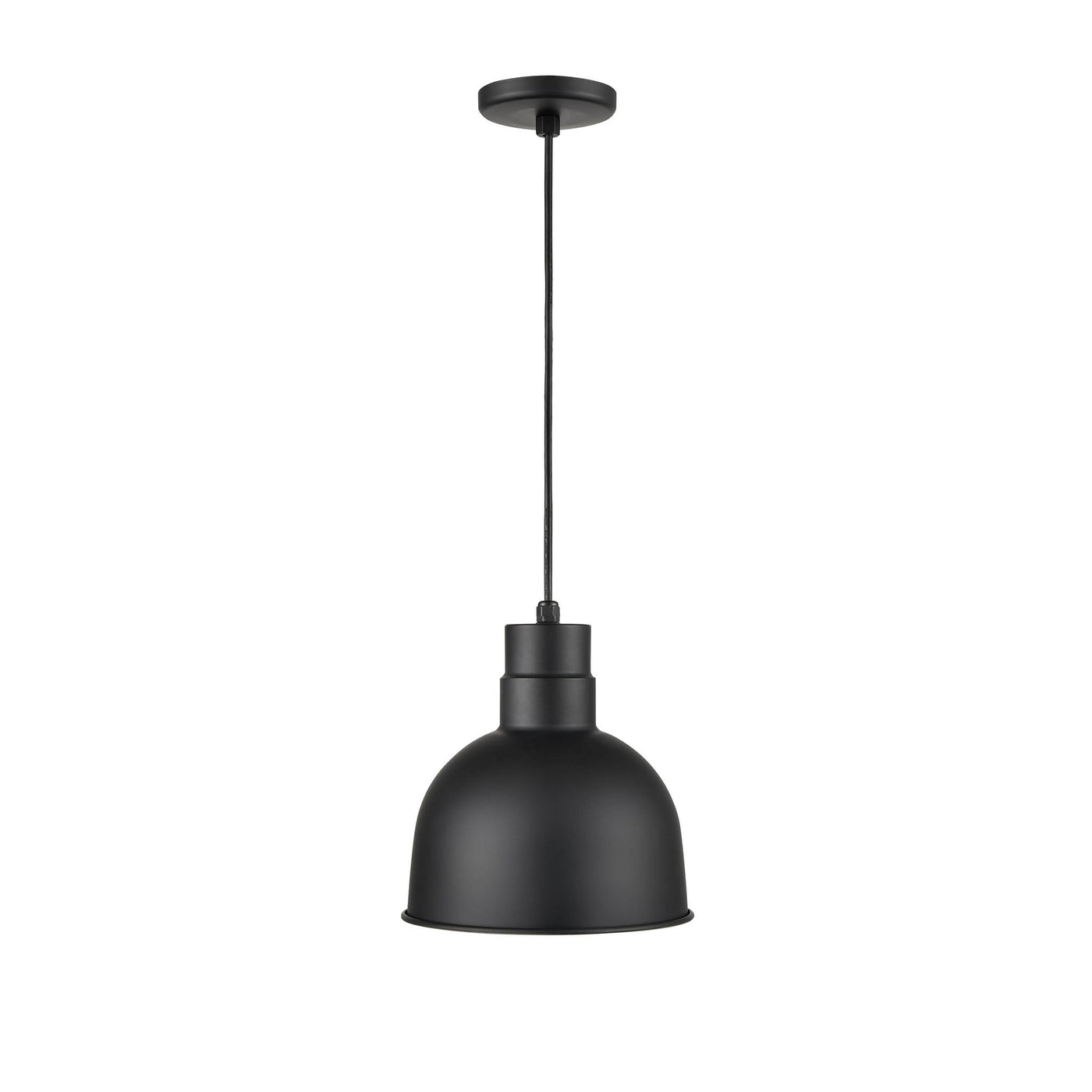 Millennium Lighting LED Outdoor 12" RLM Cord Hung Deep Bowl Shade Pendant Light, Satin Black