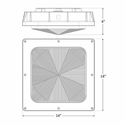 CDLX LED Power Adjustable Low Profile Canopy Light, 30/40/60/80Watt Selectable, 9650 Lumens, 120-277V, 3000k, 4000K, or 5000K