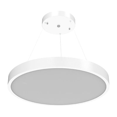 LED Architectural 24" Round Suspended Down Light, 5,116 Lumens, 30W/40W/50W Selectable, 120-277V, CCT Selectable 3000K/3500K/4000K, White Finish