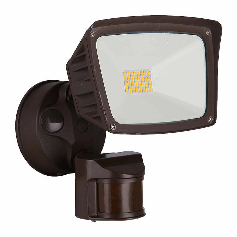 LED Dimmable Security Light, 3400 Lumens, 40 Watt, 120V, CCT Selectable, Bronze or White Finish