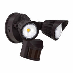 2 Head LED Security Light, 1900 Lumens, 20 watt, 120V, CCT Selectable, Bronze or White Finish, With PIR Sensor