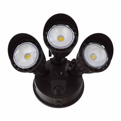 3 Head LED Dimmable Security Light, 2800 Lumens, 30 Watt, 120V, CCT Selectable, Bronze or White Finish