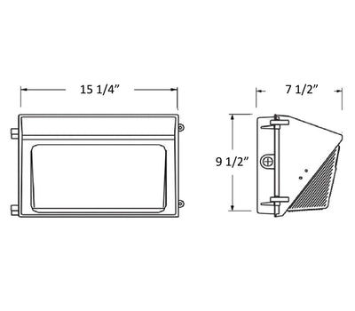 LED Non-Cutoff Tuneable Wall Pack, 80W, 9000 Lumens, 120-277V, 3000K, 4000K, or 5000K CCT, Dark Bronze or White Finish