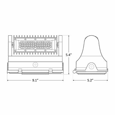 LED Adjustable Wall Pack, 25 Watt, 3250 Lumens, 120-277V Available in 3000K, 4000K, or 5000K CCT, Dark Bronze Finish