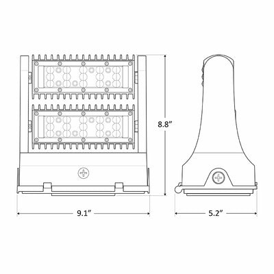 LED Rotatable Wall Pack, 60 Watt, 7800 Lumens,120-277V, 3000K, 4000K or 5000K CCT Available, Dark Bronze