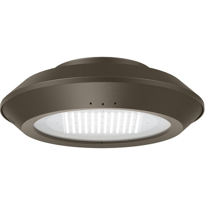 Post Disk Light With Twin Arm, 9000 Lumens, 18W/30W/45W/60W Selectable, 120-277V, CCT Selectable 3000K/4000K/5000K, Bronze Finish