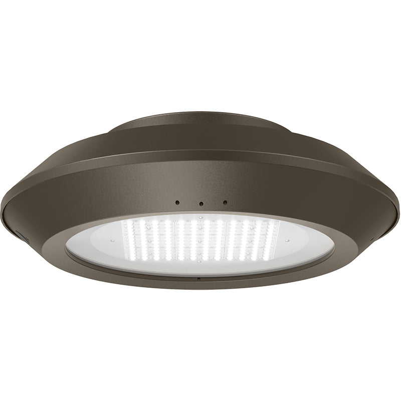 Post Disk Light With Ceiling Mount Adapter, 9000 Lumens, 18W/30W/45W/60W Selectable, 120-277V, CCT Selectable 3000K/4000K/5000K, Bronze Finish