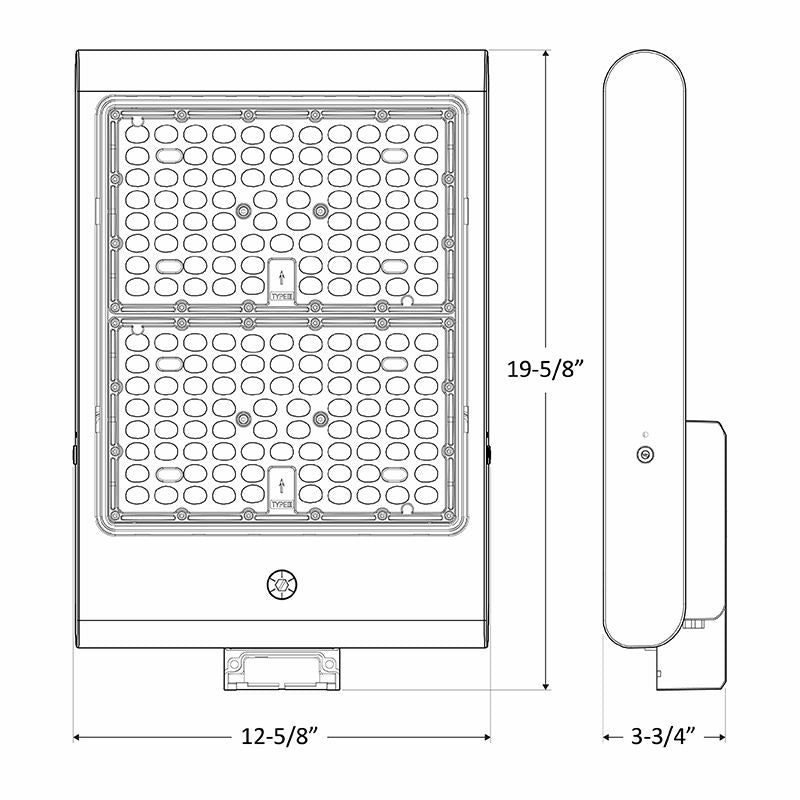 LED High Lumen Flood Light, 44000 Lumens, 150W/200W/240W/300W Selectable, 120-277V, 3000K, 4000K, or 5000K Available, Dark Bronze Finish