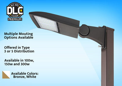 "The Quasar" LED Area/Parking Lot Light, 100 watt, 12500 Lumens, 120-277V, White Finish