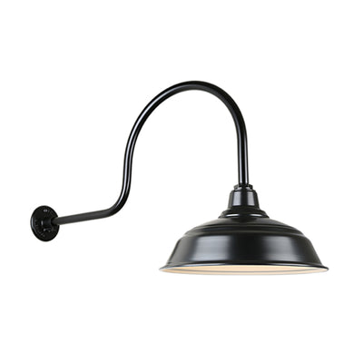 Quick Ship 17" Shade Hi-Lite Gooseneck, Curved Warehouse Collection, H-QSN15117 Series (Black, White, Galvanized Finishes)