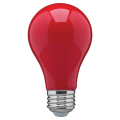 SATCO 8W A19 LED; Ceramic Red, Blue, Green, Yellow, Orange, or Pink; Medium base; 360 deg. beam spread; 120V