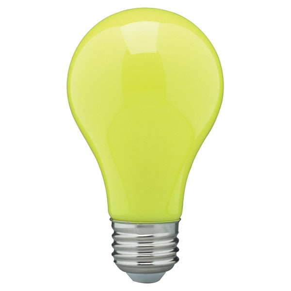 SATCO 8W A19 LED; Ceramic Red, Blue, Green, Yellow, Orange, or Pink; Medium base; 360 deg. beam spread; 120V