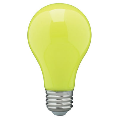 SATCO 8W A19 LED; Ceramic Red, Blue, Green, Yellow, Orange, or Pink; Medium base; 360 deg. beam spread; 120V