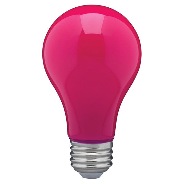 SATCO 8W A19 LED; Ceramic Red, Blue, Green, Yellow, Orange, or Pink; Medium base; 360 deg. beam spread; 120V