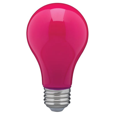 SATCO 8W A19 LED; Ceramic Red, Blue, Green, Yellow, Orange, or Pink; Medium base; 360 deg. beam spread; 120V