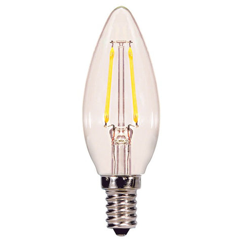 SATCO 2.5W B11 LED; Clear; Candelabra base; 2700K; 180 Lumens; 120V; Carded