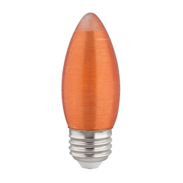 SATCO 2W C11 LED; Satin Spun; Amber; Medium base; 2100K; 100 Lumens; 120V
