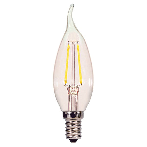 SATCO 2.5W CA11 LED; Clear; Candelabra base; 2700K; 200 Lumens; 120V