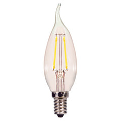 SATCO 2.5W CA11 LED; Clear; Candelabra base; 2700K; 200 Lumens; 120V