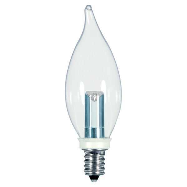 SATCO 1W LED; CA8; Clear; 2700K; Candelabra base; 120V