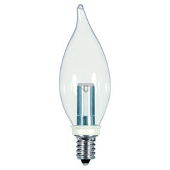 SATCO 1W LED; CA8; Clear; 2700K; Candelabra base; 120V