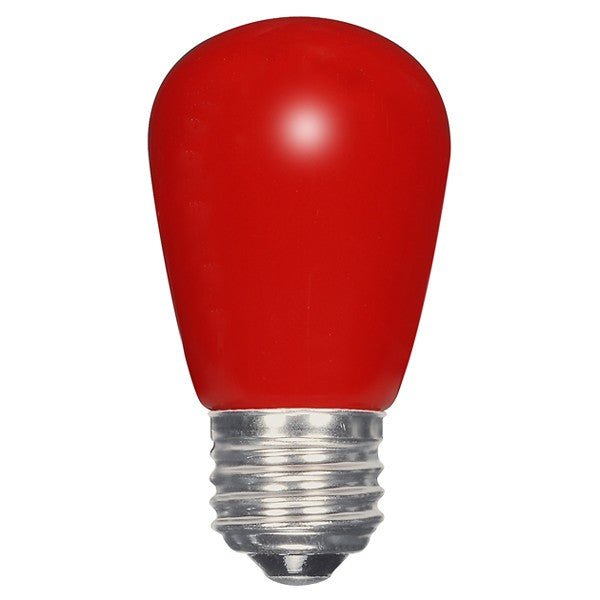 SATCO 1.4W LED; S14; Ceramic Blue, Green, Orange, Red or Yellow; Medium base; 120V