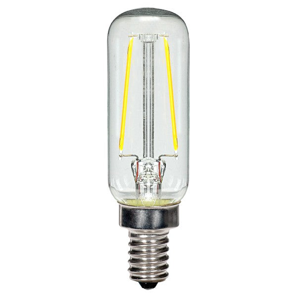 SATCO 2.5W T6 LED; Clear; Candelabra base; 2700K; 200 Lumens; 120V