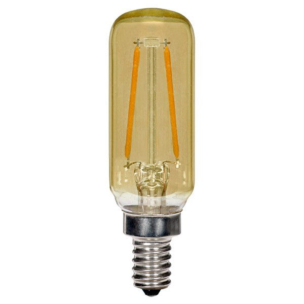 SATCO 2.5W T6 LED; Amber; Candelabra base; 2700K; 150 Lumens; 120V