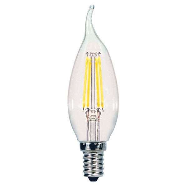 SATCO 5.5W CA11 LED; Clear; Candelabra base; 2700K or 3000K; 500 Lumens; 120V